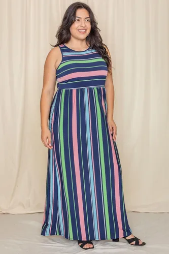 Vista 9 de Eloges - Vestido largo sin mangas con múltiples rayas para mujer S-3X Plus