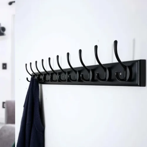 Vista 7 de WEBI Perchero de pared para montar en la pared, ganchos para colgar en la pared de 38 1/4" de largo, perchero de pared de bambú con gancho