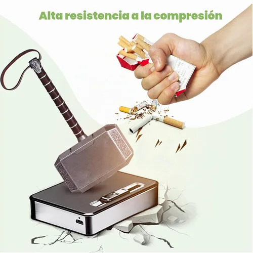 Vista 7 de Estuche para cigarrillos con encendedor, caja de expulsión automática para 10 cigarrillos de tamaño regular, encendedores eléctricos integrados