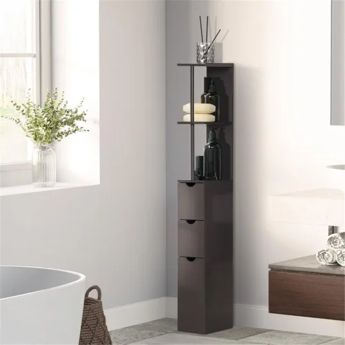 Vista 2 de Tall Slim Home - Armario de almacenamiento independiente para baño, gabinete alto y estrecho independiente con estantes ajustables para baño