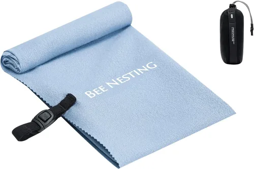 Vista 41 de Bee Nesting Toalla ultraligera de secado rápido – Paquete de 2 toallas de microfibra medianas y pequeñas con bolsillo compacto plegable para viajes