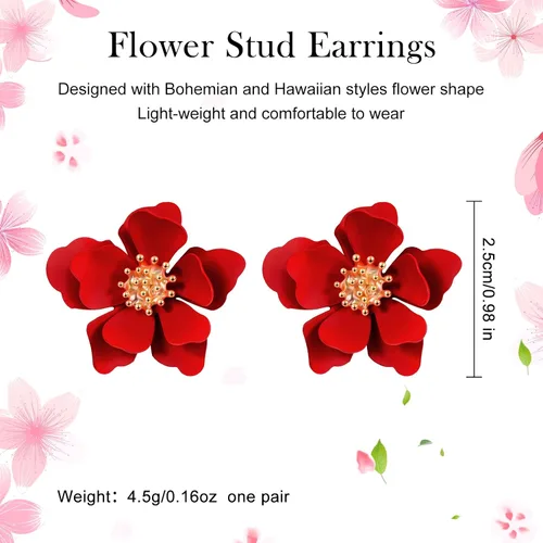 Vista 2 de 7 pares de aretes de flores estilo playa boho para mujer, aretes con forma de margarita con brote dorado