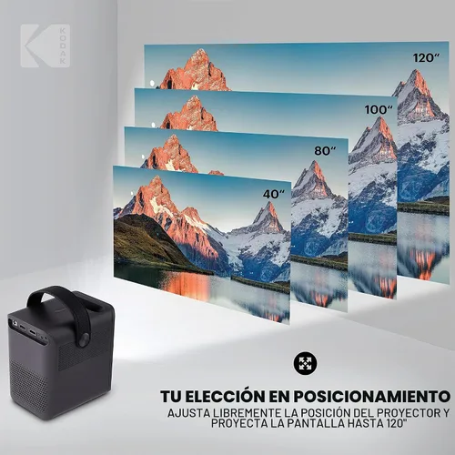 Vista 6 de KODAK FLIK HD9 Proyector inteligente, Android TV, 1080p, WiFi, negro