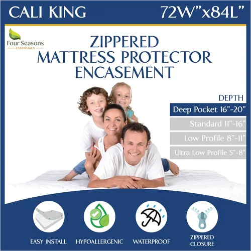 Vista 10 de Protector de Colchón Queen Contra Chinches Impermeable con Cremallera - Bolsillo Profundo que se Adapta hasta 20" de Profundidad - Funda