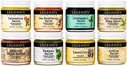 Vista 15 de Legend's Creek Farm Herbal Salve - Ungüento curativo con aceite de cáñamo, consuelda y mirra, bálsamo natural para piel agrietada, rasguños