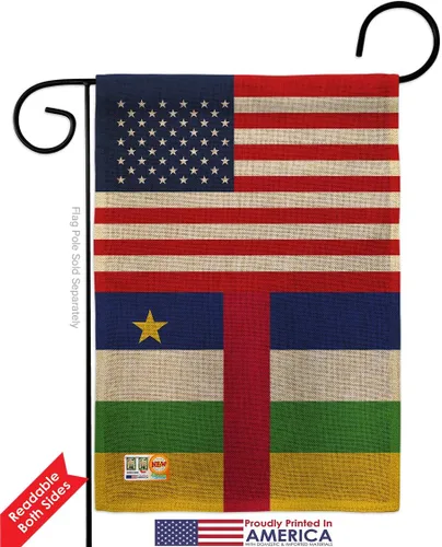 Vista 2 de Central African Republic US Friendship Burlap Burlap Garden Flag Regional USA American Alliance World Country Particular Area Small Decorative Gift