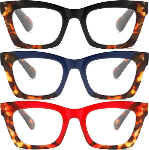 Vista 7 de Lentes de lectura elegantes para mujer con bloqueo de luz azul y bisagra de resorte