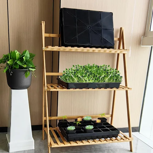 Vista 7 de RooTrimmer Paquete de 5 bandejas para macetas de vivero, bandeja de transporte y sujeción para plantas para macetas de inicio de semillas, Negro
