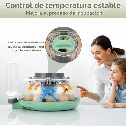 Vista 4 de Incubadora de 18 huevos con giro automático de huevos para incubar pollo codorniz pato