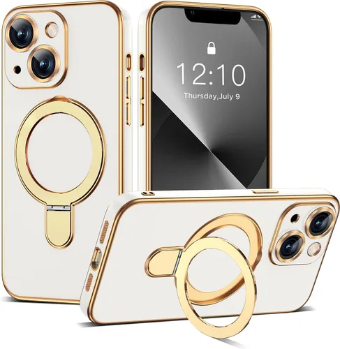 Vista 159 de Funda compatible con iPhone 12 con soporte de anillo magnético invisible [compatible con Mag-Safe] [Protector completo de lente de cámara] Funda