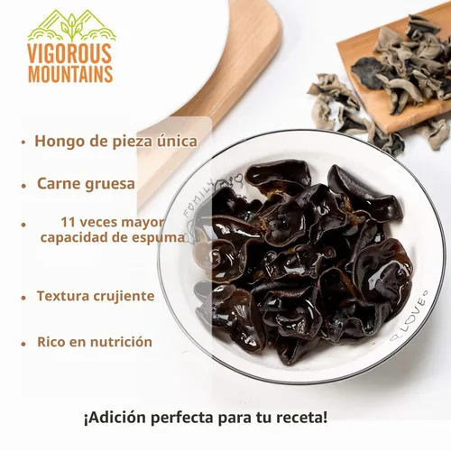 Vista 3 de VIGOROUS MOUNTAINS - Champiñones de madera secos para cocinar, 2 onzas
