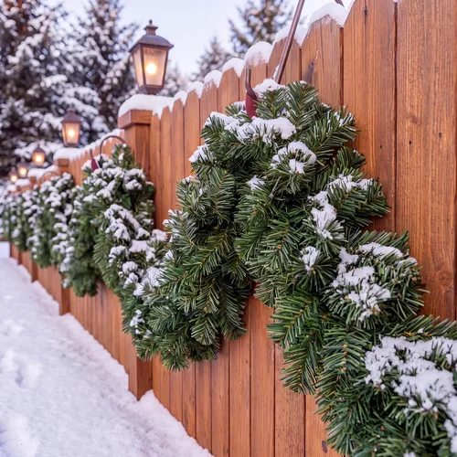 Vista 13 de 2 guirnaldas navideñas de pino de Alaska de 6 pies de grosor Verde