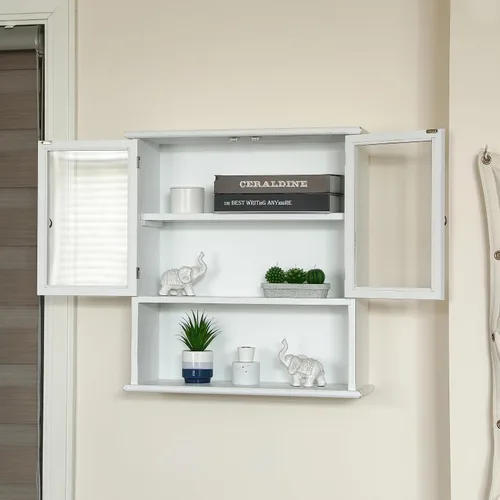 Vista 2 de COLLECTIVE HOME - Gabinete de almacenamiento, gabinete organizador de pared de 24 pulgadas, gabinete de baño de madera maciza con 2 puertas, ya