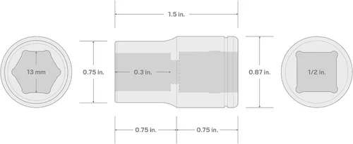 Vista 147 de TEKTON Llave de vaso poco profunda de 6 puntos de 1/2 pulgada de cuadradillo x 1-5/16 pulgadas SHD22033