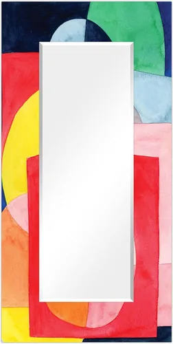 Vista 29 de Empire Art Direct Espejo de pared rectangular biselado en blanco y negro con vidrio templado impreso abstracto, tocador, espejo de baño, listo