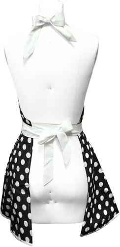 Vista 3 de Wrapables Delantal de anfitriona coqueta ajustable, lunares negros