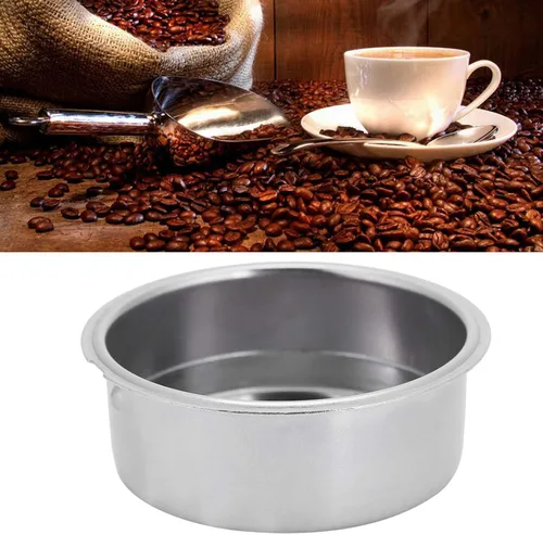 Vista 4 de Cesta de filtro de café ultrafina de acero inoxidable de doble capa, filtro poroso presurizado de doble taza de café de 2.008 in, accesorios