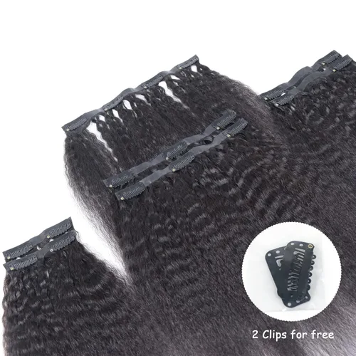 Vista 6 de HAPPY&CC Clip recto rizado sin costuras en extensiones de cabello humano