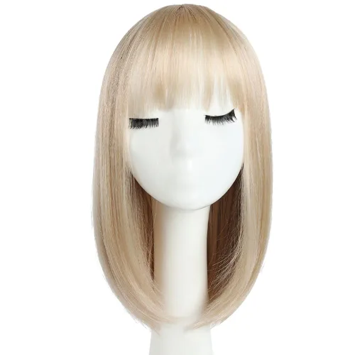 Vista 37 de Pelucas Bob con flequillo, peluca de cabello castaño rojizo de 10 Caoba