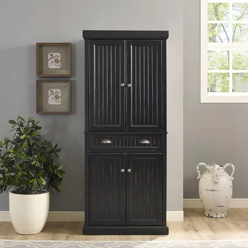 Vista 7 de Crosley Furniture Seaside - Gabinete de cocina y despensa Negro (Distressed Black)