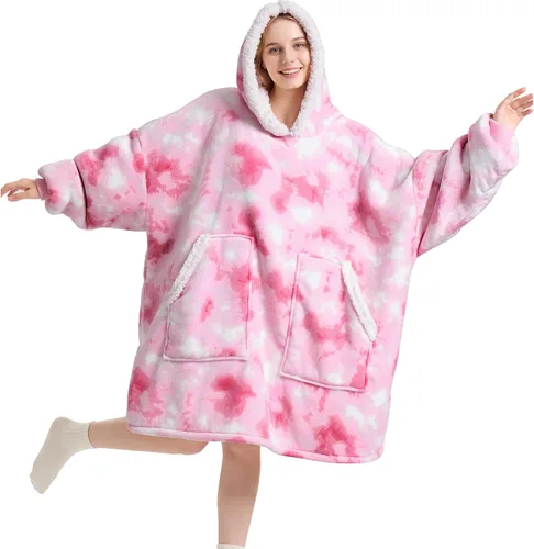 Vista 12 de Kipswiza Manta Ponible con Capucha para Mujeres y Hombres, Sudadera de Mantas con Capucha de Sherpa Suave y Acogedora Extragrande como Regalos