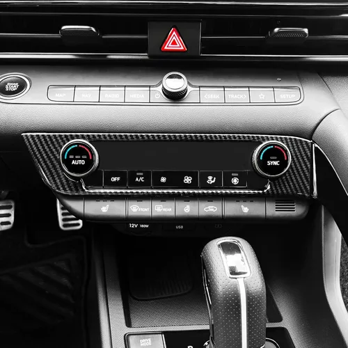 Vista 8 de Panel de botón de interruptor de aire acondicionado de estilo fibra de carbono para consola central, cubierta Compatible con Hyundai Elantra N
