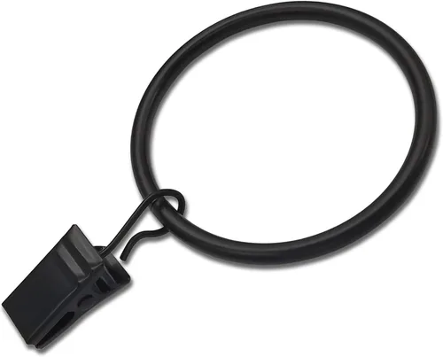 Vista 43 de WeeksEight Paquete de 44 anillos de cortina negros con clips, ganchos de cortina, ganchos de clip para colgar cortinas, lazos, sombreros, anillos