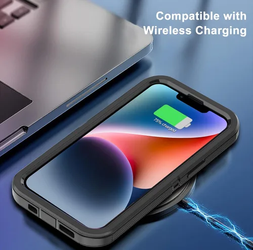 Vista 5 de para iPhone 14 Plus Funda con 2 Protectores de Pantalla, Funda Resistente a Caídas y a Prueba de Golpes, Resistente de 3 Capas, Militar, Duradera