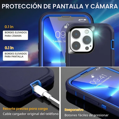 Vista 7 de AICase Funda para iPhone 13 Pro (6.1 pulgadas) con protector de pantalla de vidrio, protección contra caídas de alta resistencia, cuerpo completo, a