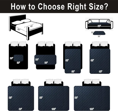 Vista 5 de Funda de cama 100% impermeable para perro, 30 x 70 pulgadas, reversible, tapete de campamento reutilizable para niños, mascotas, perros y gatos Azul