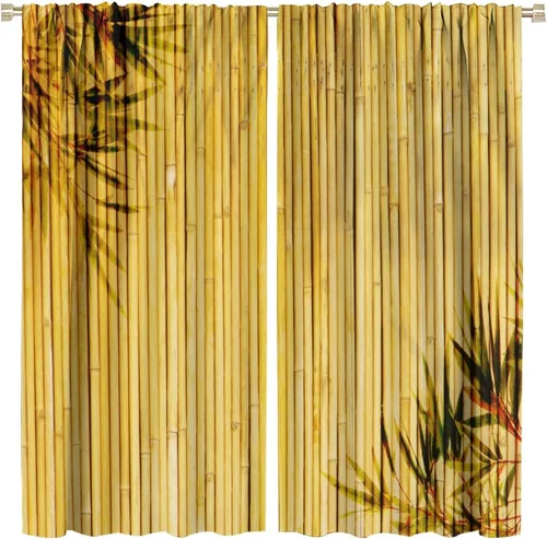 Vista 20 de Cortinas de bambú 3D impresas para exteriores, cortinas de bambú natural japonés zen, sala de estar, cocina, bolsillo para barra, cortinas