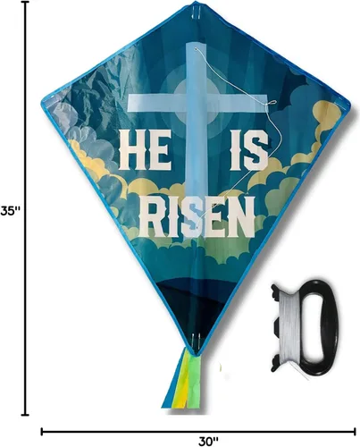 Vista 5 de Cometa cristiana para niños y adultos, estilo diamante fácil de volar, fácil de montar, ideal para principiantes, regalo para Pascua o pentecostés