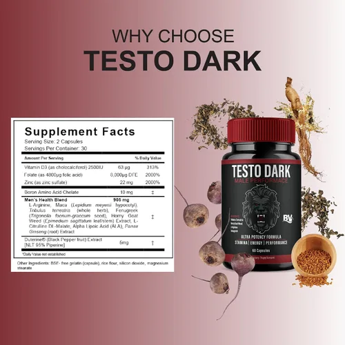 Vista 2 de BLUE VIBE TestoDark Premium Wellness & Advanced Health Management Suplemento Pastillas TestoDark de máxima fuerza para la salud diaria y bienestar