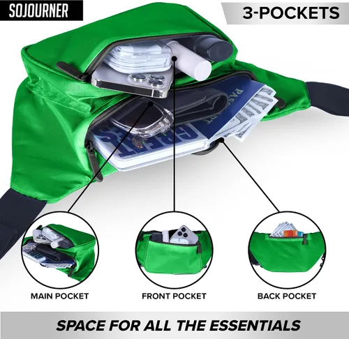 Vista 4 de Riñonera para hombres y mujeres Riñonera Riñonera ligera para viajes, deportes, senderismo, Verde - Sólido, talla única