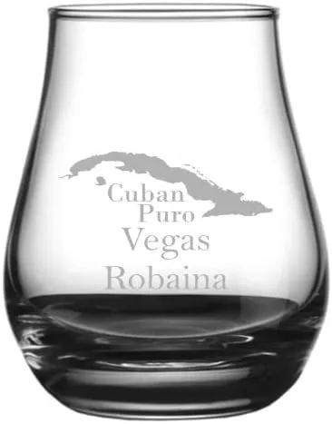 Vista 2 de Saint Luis Rey - Vaso de whisky con temática de cigarros cubanos grabados de 4.1 onzas