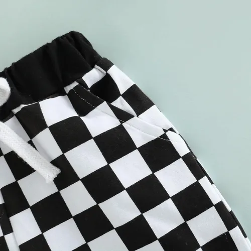 Vista 6 de Pantalones cortos de verano para bebé, con estampado a cuadros, de algodón, casuales, cintura elástica, pantalones cortos para correr