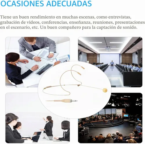 Vista 6 de Auriculares con micrófono discretos para colgar sobre la oreja para sistema inalámbrico, transmisor de bodypack, ideal para conferencias
