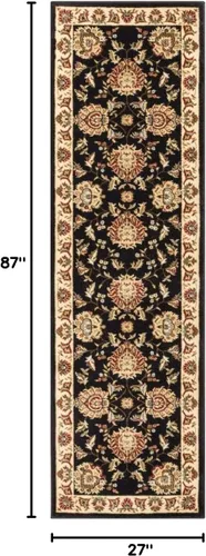 Vista 3 de Well Woven Alfombra de área oriental roja de Sultan Sarouk con diseño floral persa, formal, tradicional, fácil de limpiar, resistente a las manchas