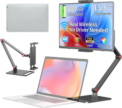 Vista 15 de Monitor portátil inalámbrico para portátil con batería, 15.6" 1080P IPS Negro