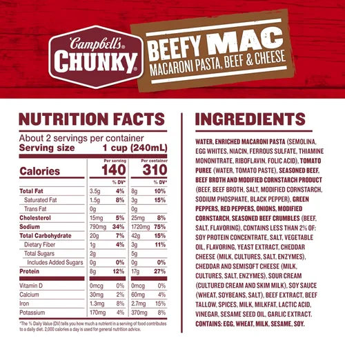 Vista 2 de Campbell's Chunky Beefy Mac Soup, lata de 18.8 oz