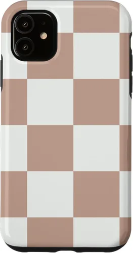 Vista 8 de Brown and White Classic Checkered Big Checkerboard Case for iPhone 17