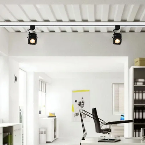 Vista 6 de Cabezales de luz de riel de 10 W H, cabezales de iluminación LED regulables para obras de arte de acento, luz de pista lineal tipo H 3000 K, blanco