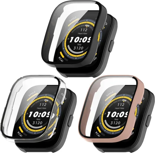 Vista 8 de BabyValley Protector de pantalla de 3 piezas compatible con Amazfit Bip 5 Smartwatch Accessories Covers Resistente a los arañazos Funda protectora