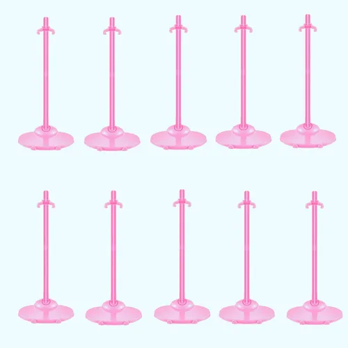Vista 2 de 10 Pcs Doll Display Holders - Mini Stand for 11-13 Inch Dolls & Action Figures - Pink