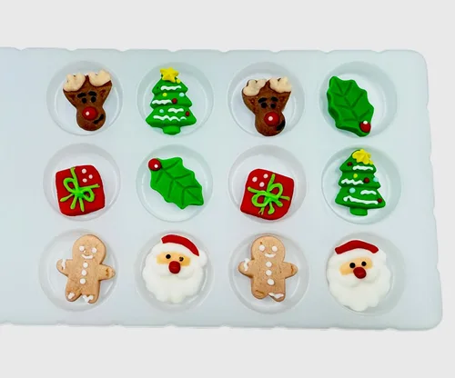 Vista 3 de Sentovac 12 piezas decoraciones comestibles para pasteles de Navidad (2 Papá Noel) Chispitas para mezclar para Navidad Suministros para fiesta 3