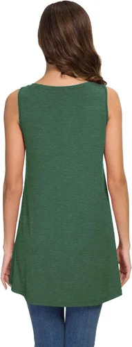 Vista 3 de AWULIFFAN Remera de verano tipo túnica sin mangas con cuello en V para mujer