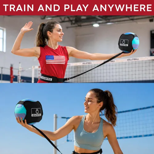Vista 5 de OVANTO Volleyball Training Equipment Aid – Adjustable Practice Volleyball Kit