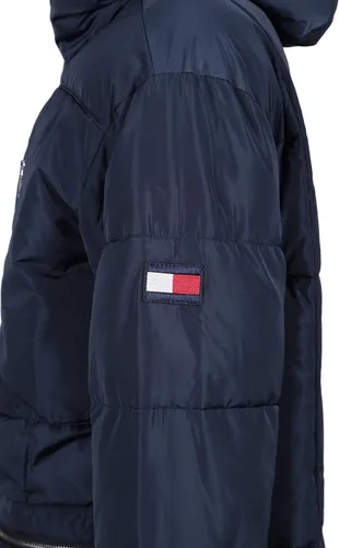 Vista 2 de Tommy Hilfiger Parka pesada acolchada con capucha Sherpa para hombre, Blanco
