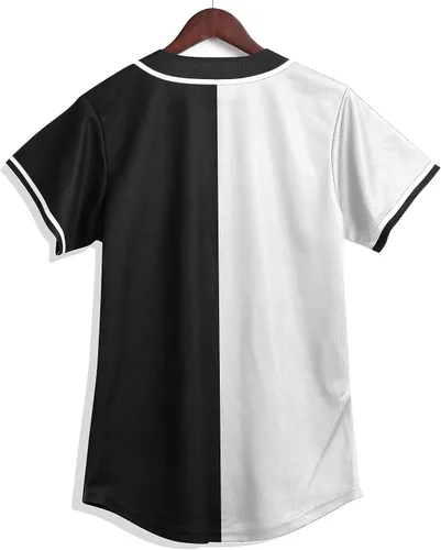 Vista 2 de Amzdest Ropa de los años 90 para mujer, traje unisex de hip hop para fiesta, camiseta de béisbol Bel Air, camisa de manga corta con botones
