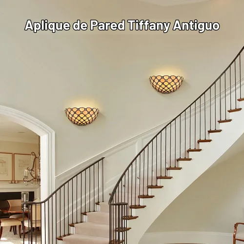 Vista 3 de DEYNITE Tiffany - Aplique de pared, color negro, con pantalla de cristal